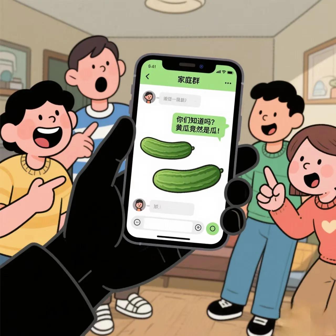 我邻居说，她那在美国的表妹夫，某天突然在家庭群里发消息：“你们知道吗？黄瓜竟然是