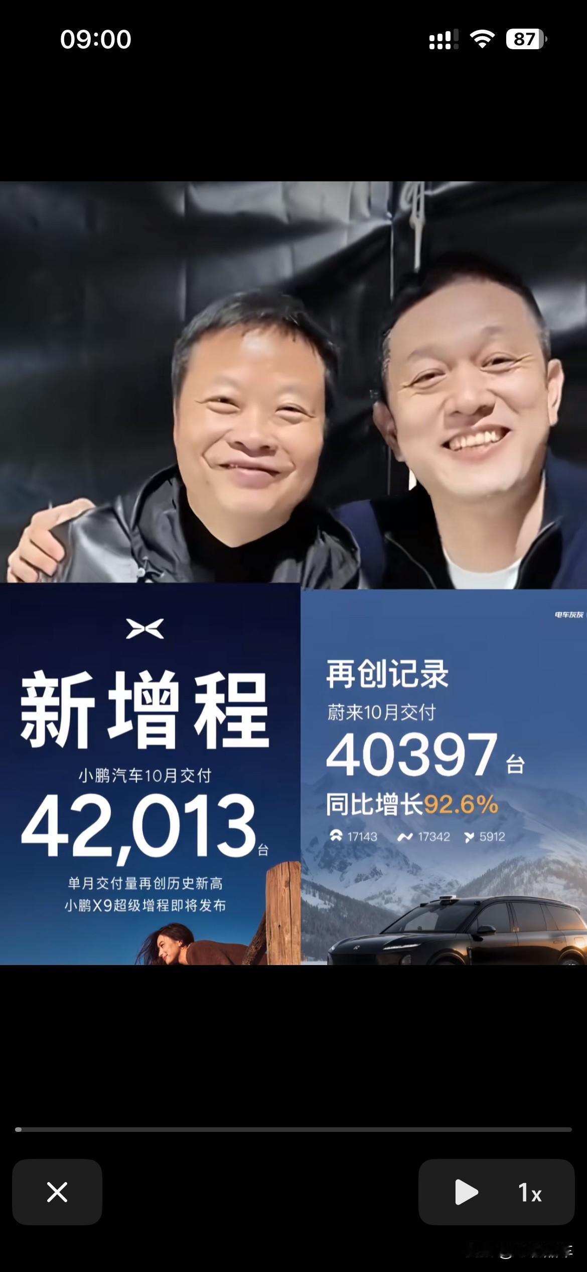 国产高端新能源数据亮眼，蔚来老板李斌和小鹏创始人相拥而笑，这画面还挺有看头。近日