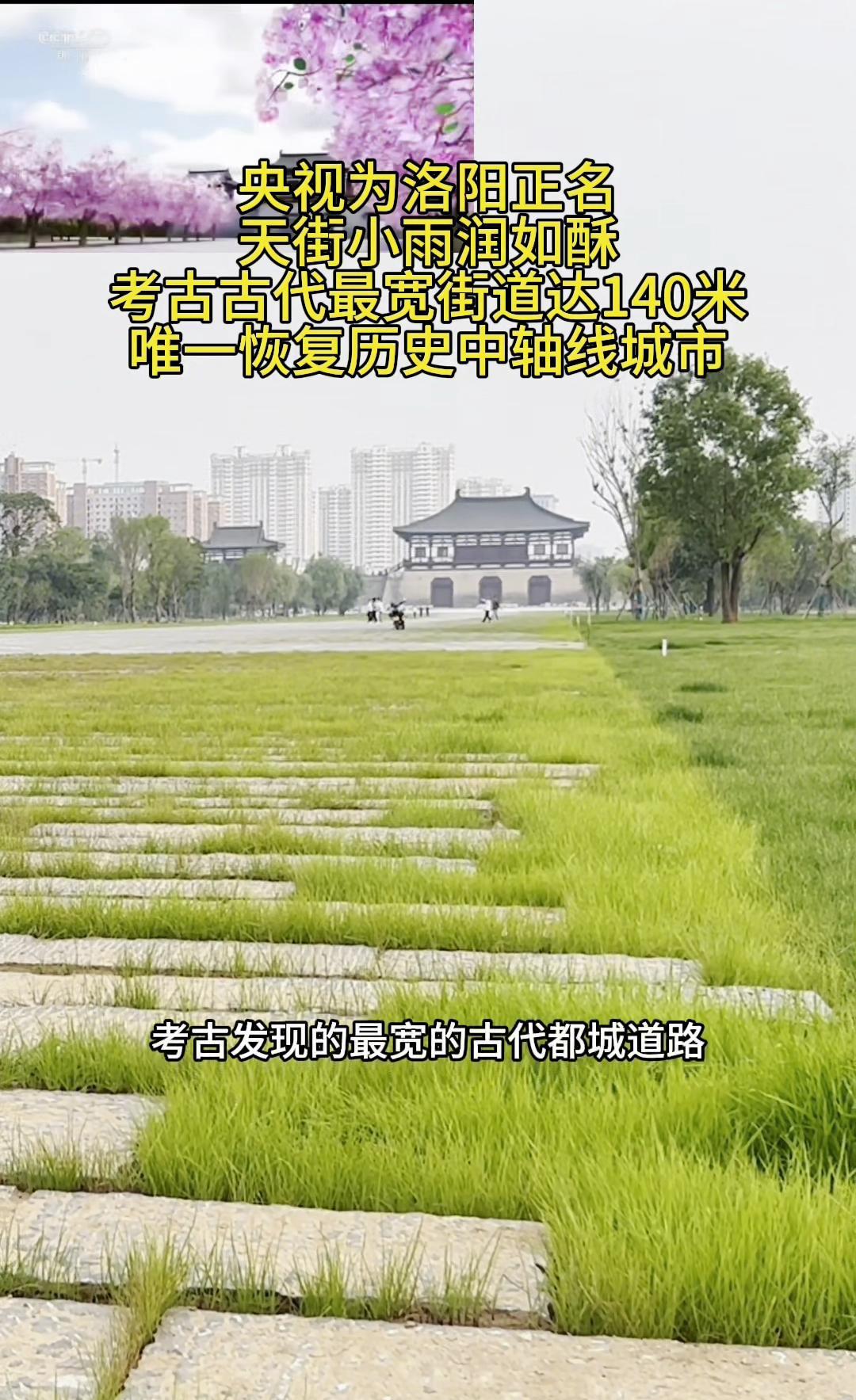 央视为洛阳正名：天街小雨润如酥，考古发现最宽古代街道达140米。这句