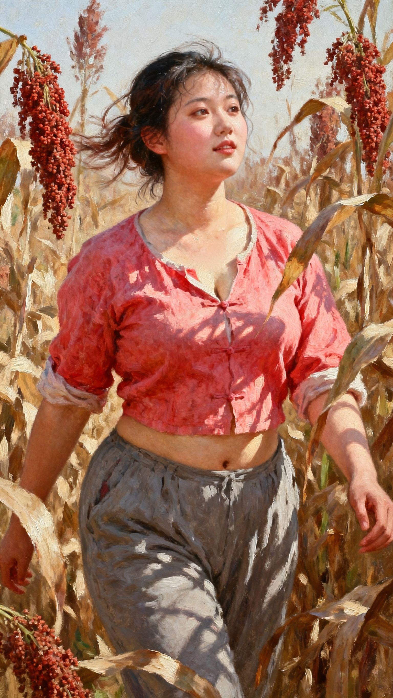 大自然 油画中的人