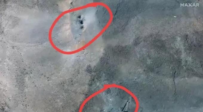图里的“洞”就是美国巨型钻地弹留下的痕迹，这个图揭露了一个巨大谎言！不是美国没打