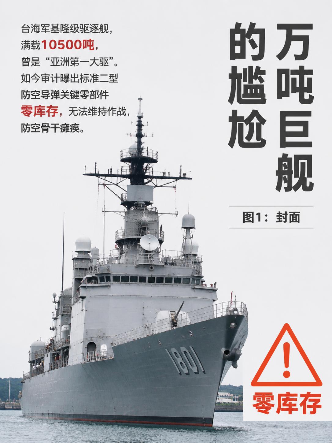 台湾省基隆级：昔日亚洲第1大驱，沦为浮靶零库存一曝光，这艘万吨大驱连放烟花的机