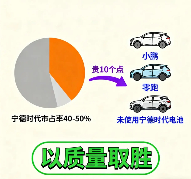 最近几年，宁德时代虽然在国内一直保持着40-50%的市占率，但也丢失了很多车型订