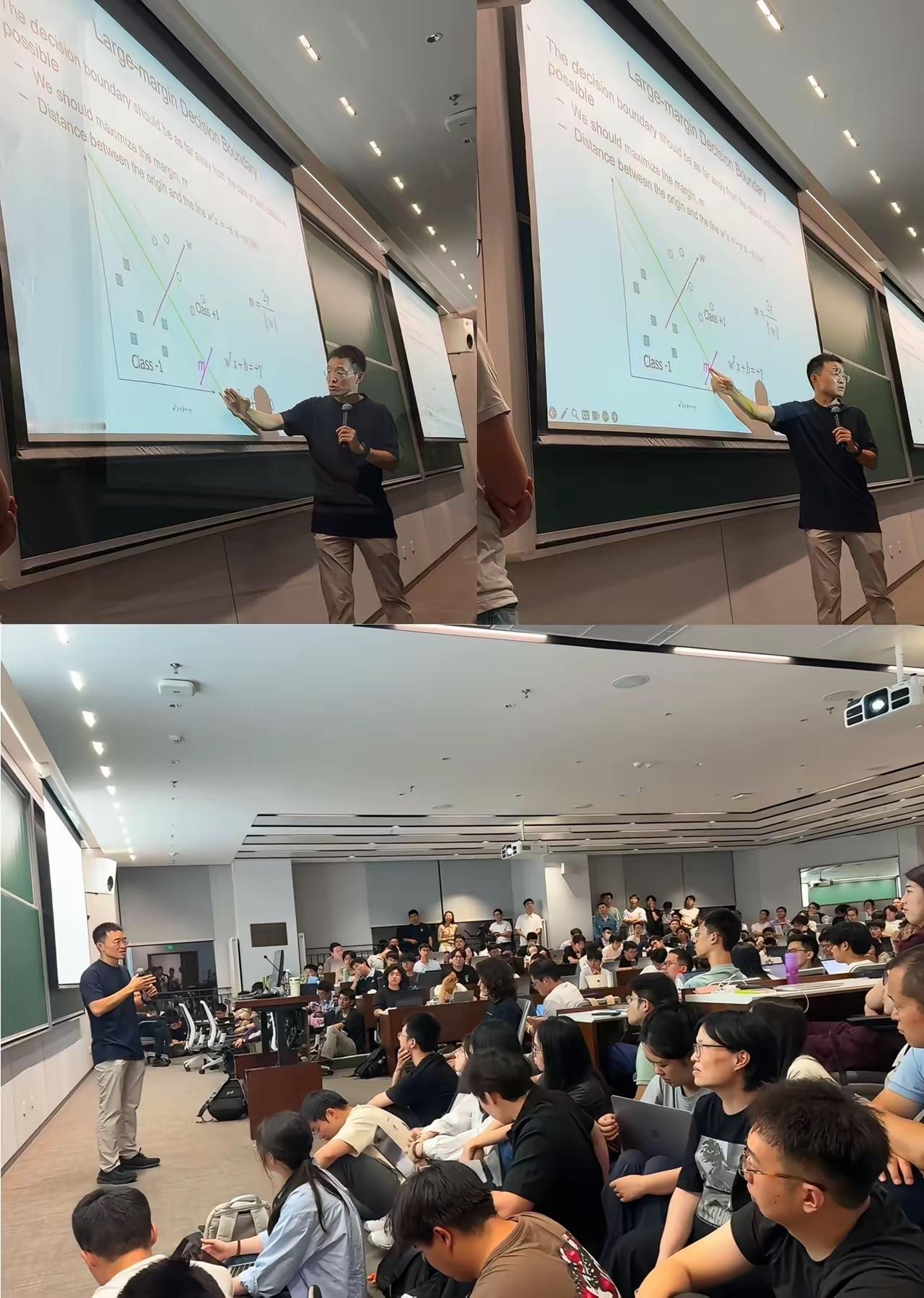 清华计算机系唐杰老师开的人工智能课，人山人海，没有座位大家席地而坐。唐杰老师是大