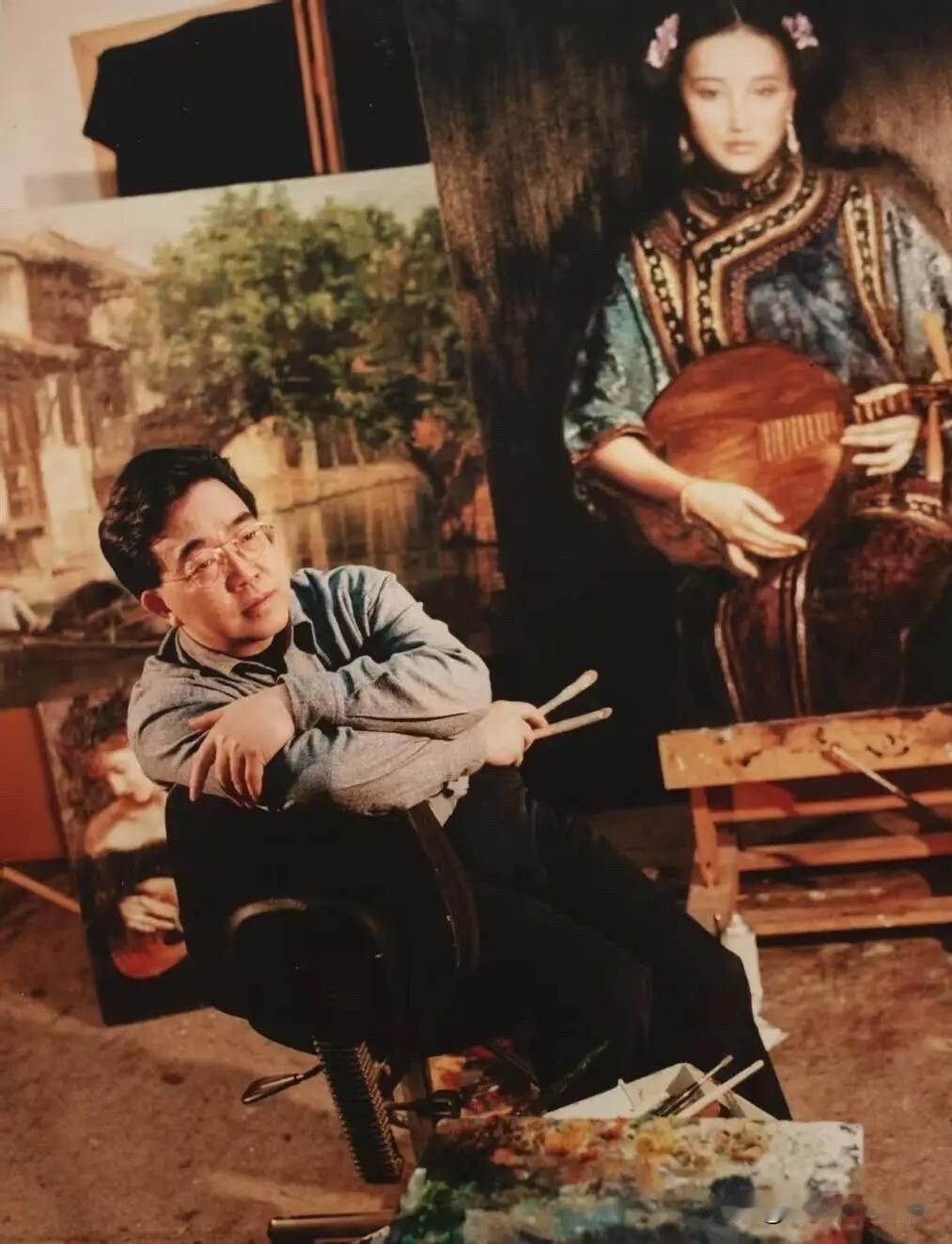 已故油画家陈逸飞为什么特别喜欢大长腿超模？他的仕女油画，为什么大量采用大长腿超模