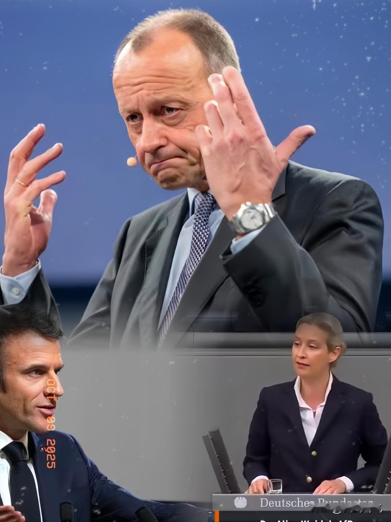 马克龙被打脸后，默茨也被打了脸。当地时间10月7号德国选择党主席魏德尔在德国联邦