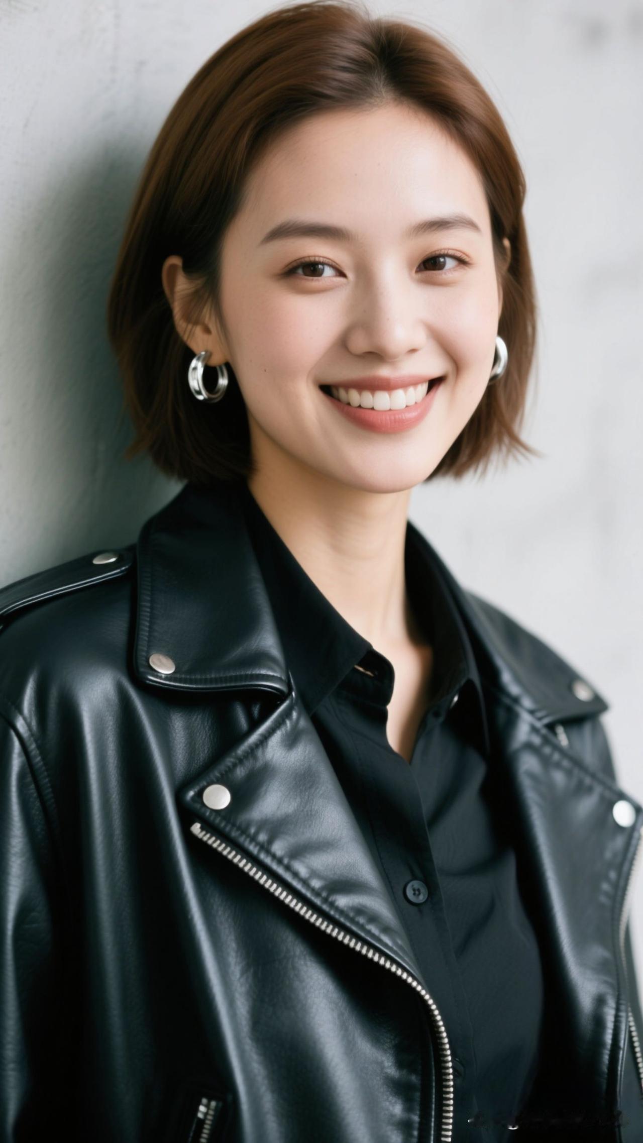 ✨把皮革的飒、银饰的冷织进呼吸，黑衬衫盛着坦荡，她的存在就是都市里鲜活的棱角诗