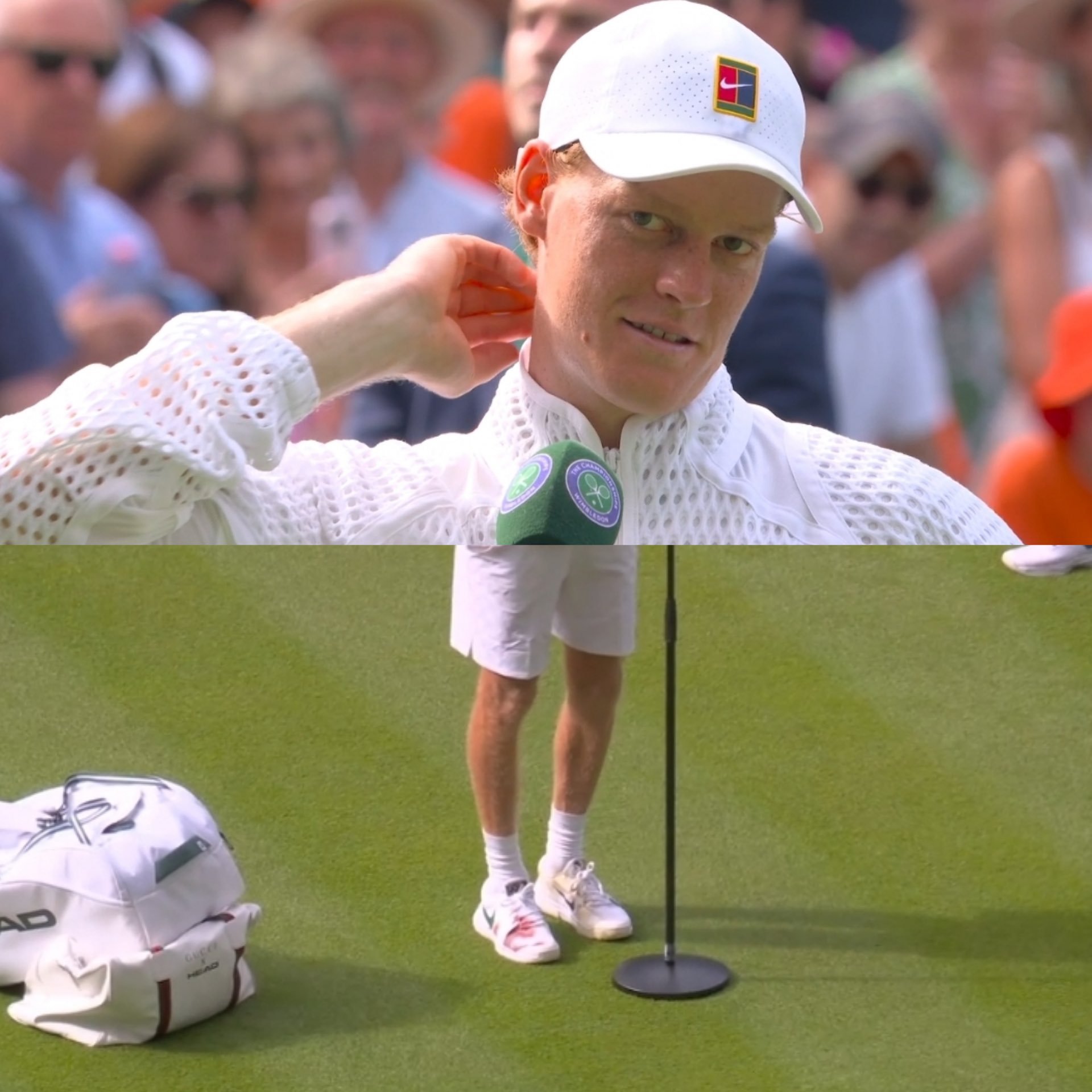 赛后采访环节主持人问到了辛纳鞋上的血渍辛纳表示，那个血渍只是看起来比较严重，我不