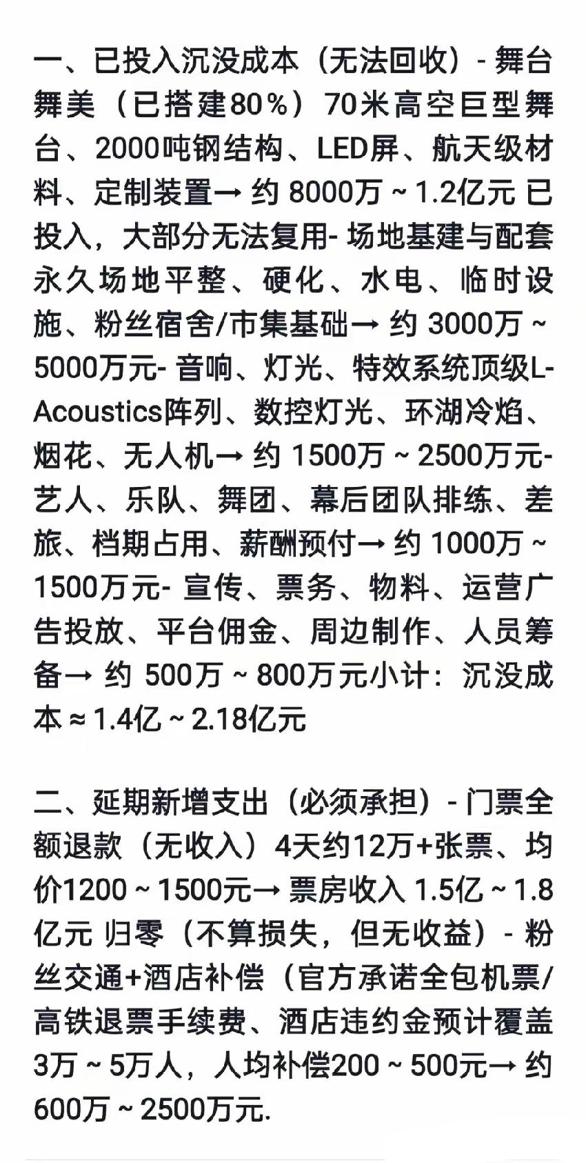 我觉得演唱会，公开的理由，都不是真正的理由。没有理由，也不可信。