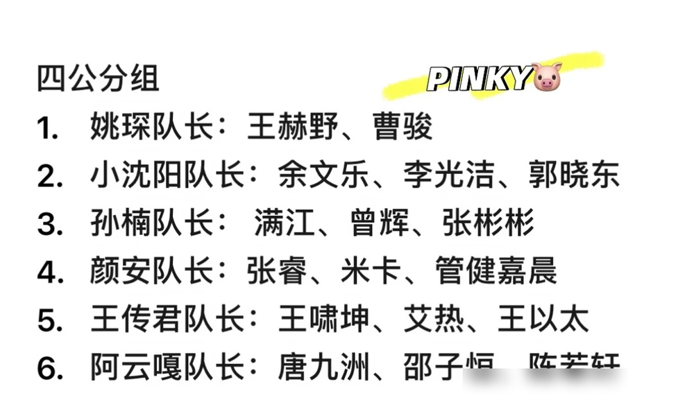 刘畊宏前脚刚被淘汰，名单后脚就炸了。四公这回不玩虚的，六个队长全是自己杀出来的。孙楠、小沈阳、姚琛、