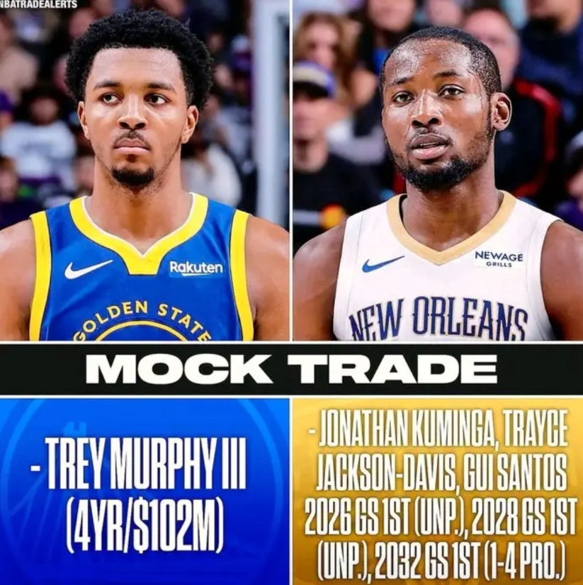 勇士自媒体YY，库明加+3首轮和鹈鹕前锋特洛伊-墨菲互换：勇士：送出库明加、