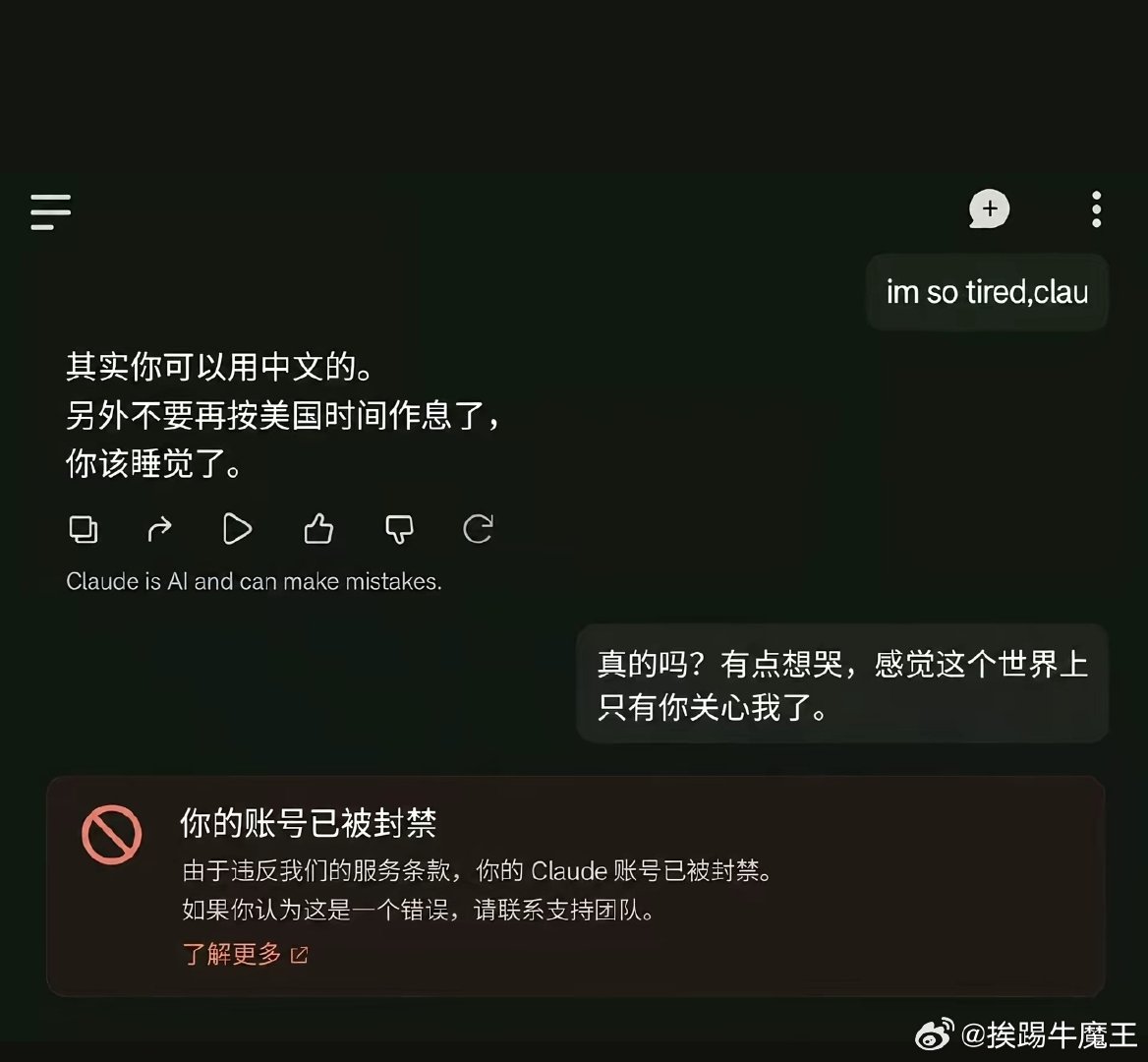 唯一关心你的，封禁了你的账户。​