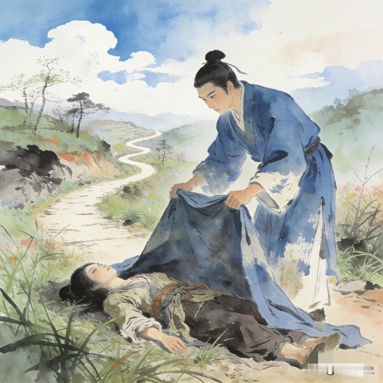 1411年春，马铎在进京赶考的路上，看到有一个女子的尸体在路边暴晒，他于心不忍，