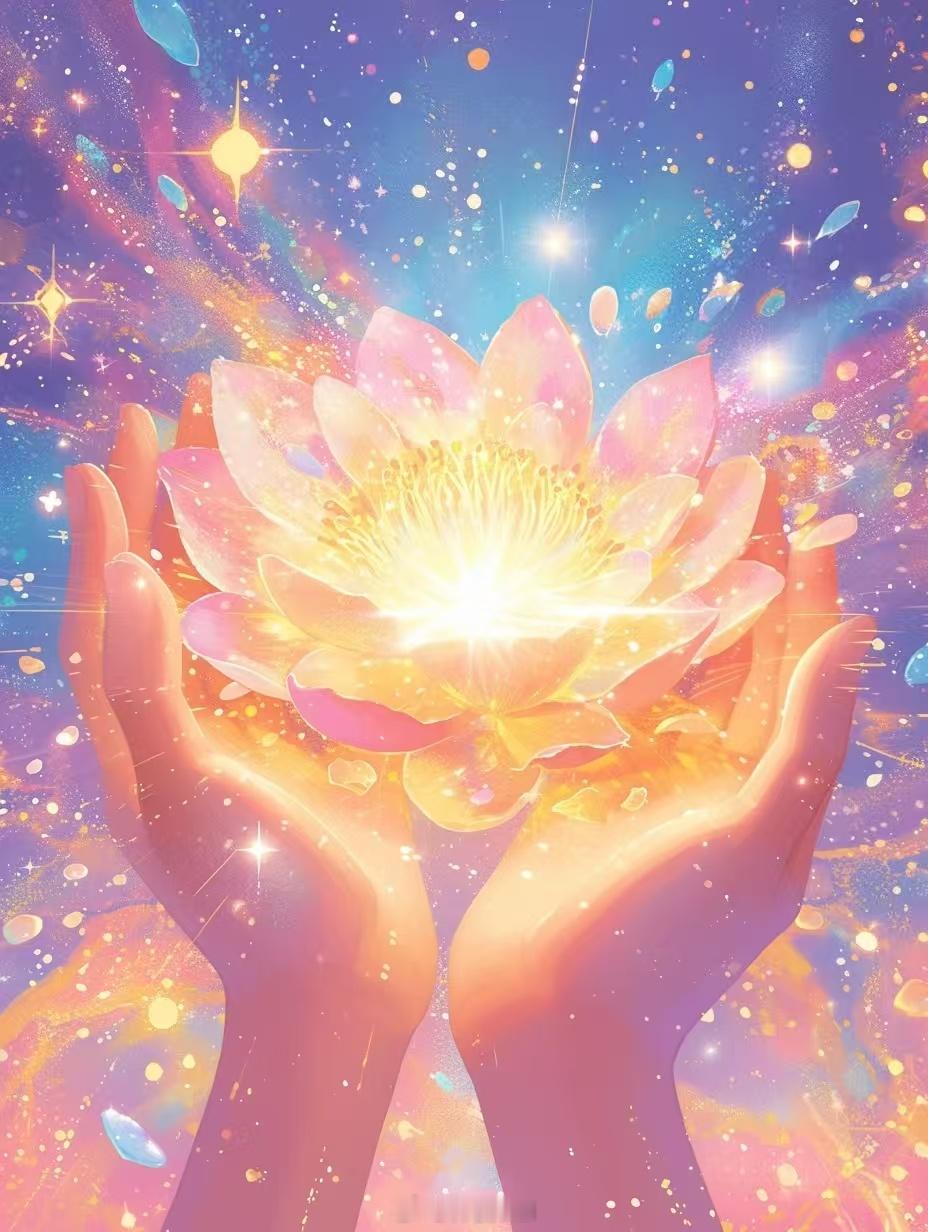快点赞这张图，手捧幸运花，好运莲莲降临