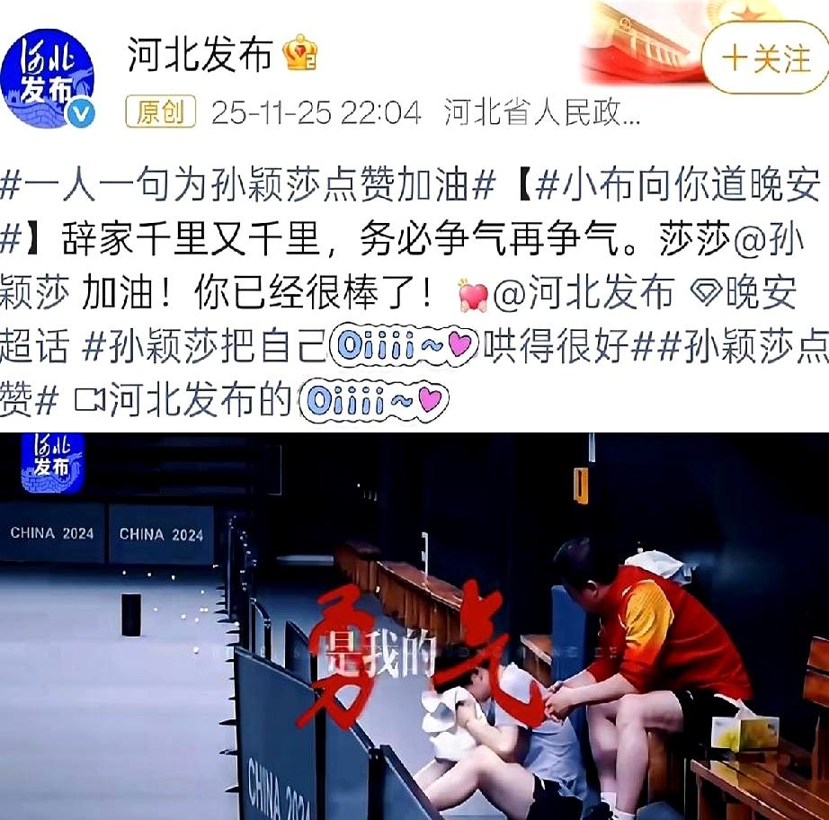 河北发声力挺孙颖莎！就因为莎莎在全运会拼尽全力输给队友拿了块银牌，网上的