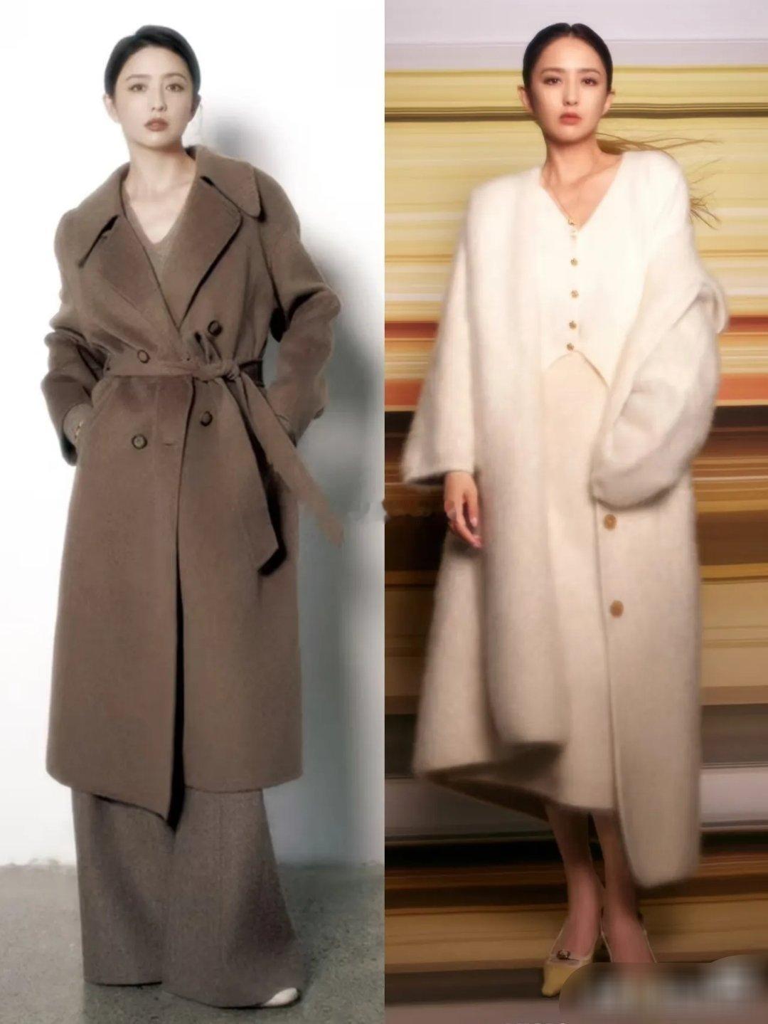 佟丽娅也太适合穿大衣了，冬天就是她的穿搭舒适区，各种大衣轮番上阵，温婉大气很有高