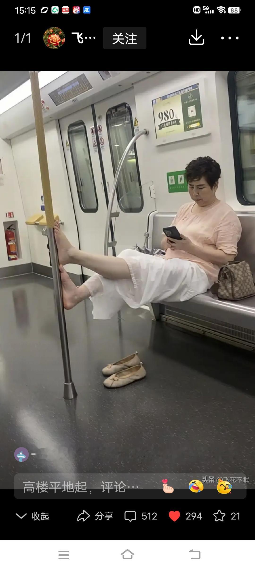 武汉地铁上的这位大妈，一夜之间凭借她的“修养素质”火遍全网！放大仔细瞧，大妈