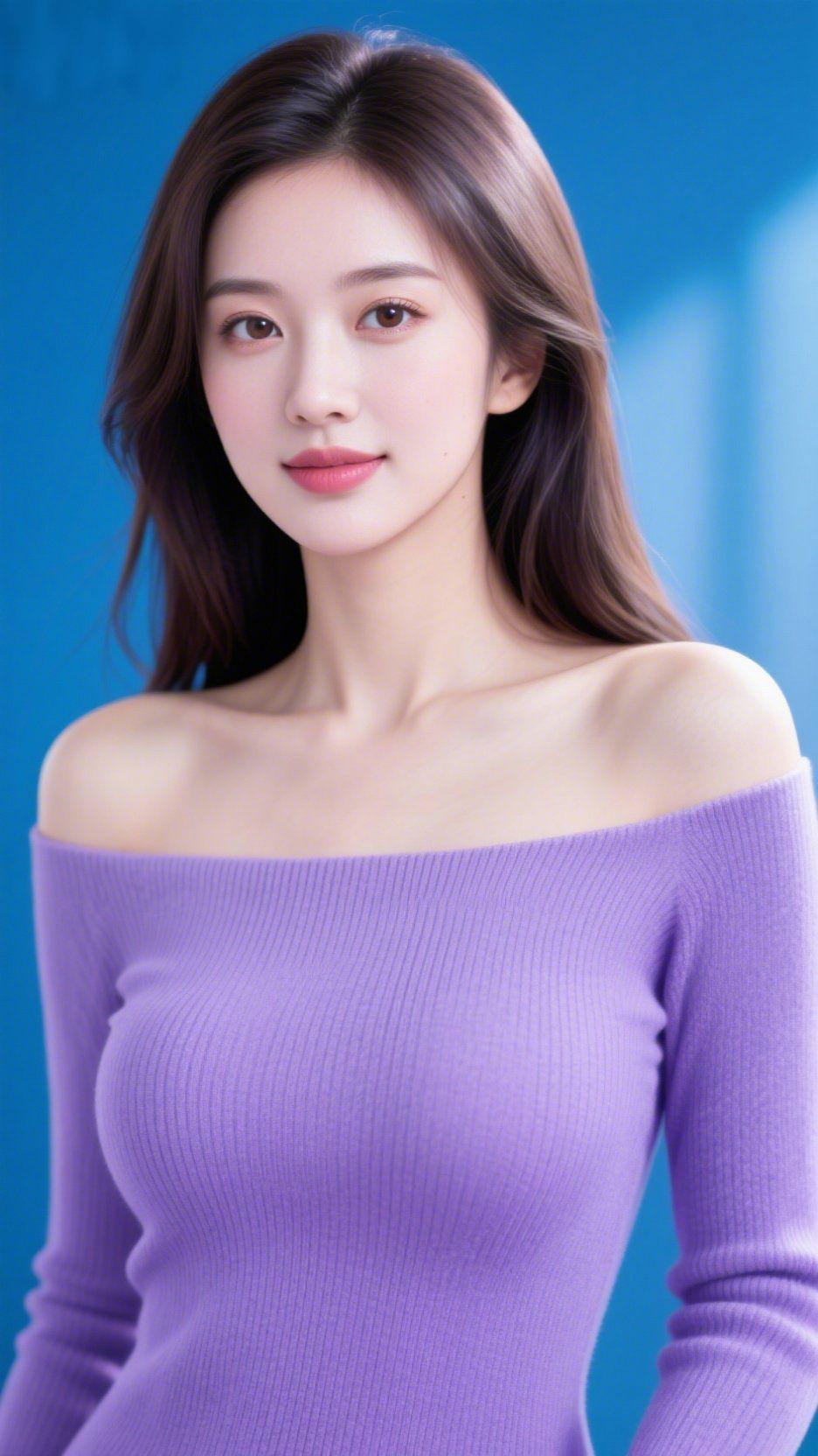 浅紫遇晴空一抹柔紫裹挟着温婉，撞入澄澈的晴空蓝。细腻的针织纹理轻覆周身，如