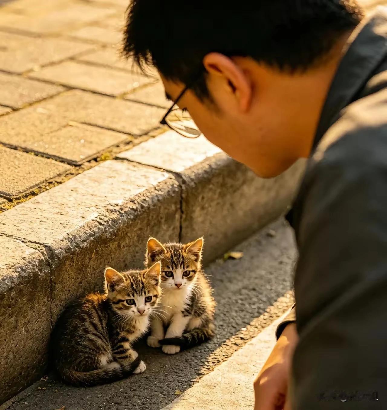 男子就对着两只小猫说：你们在这里等着，我把货送了就来接你们。男子转身上车继续赶路