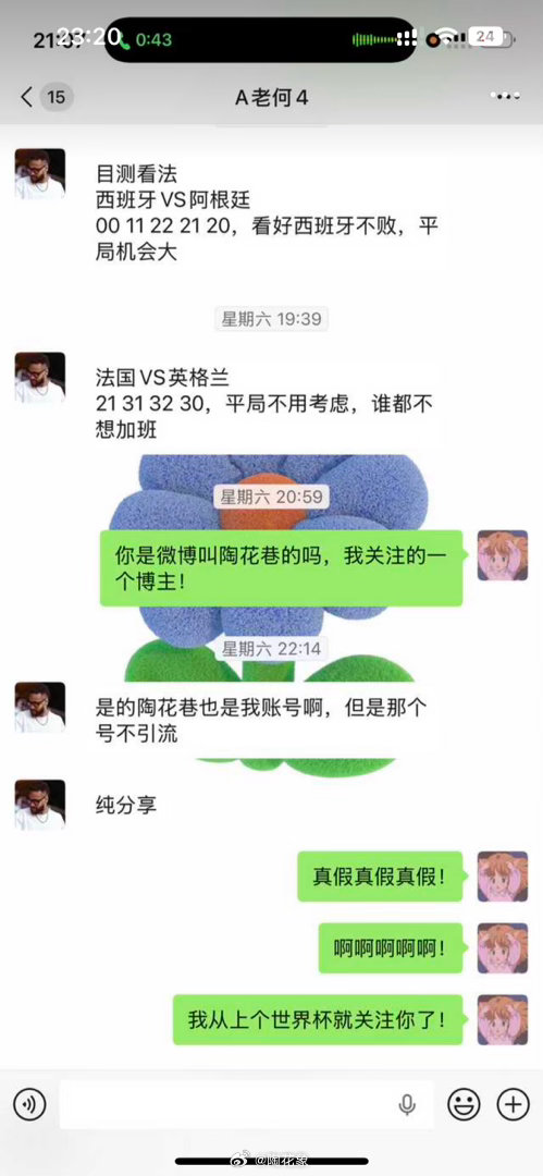 这人不是我，这是纯抄袭我的世界杯预测，并且冒充我，我不会私下进行任何荐彩，不碰w