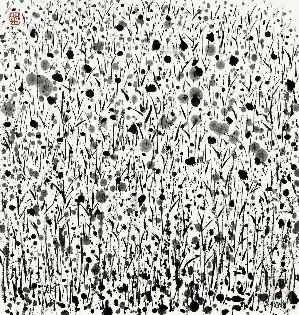 吴冠中《草兮草兮》，1999年水墨·宣纸48cm×45cm新加坡国家美术馆