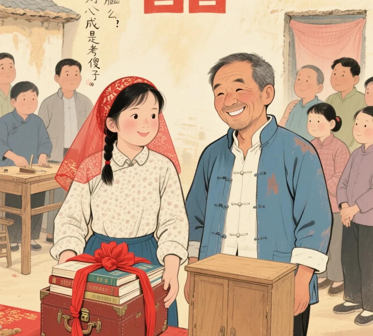 四十年前，我村一村民娶了一个媳妇，比她大五岁。她媳妇是我们隔壁村的，学习非常优