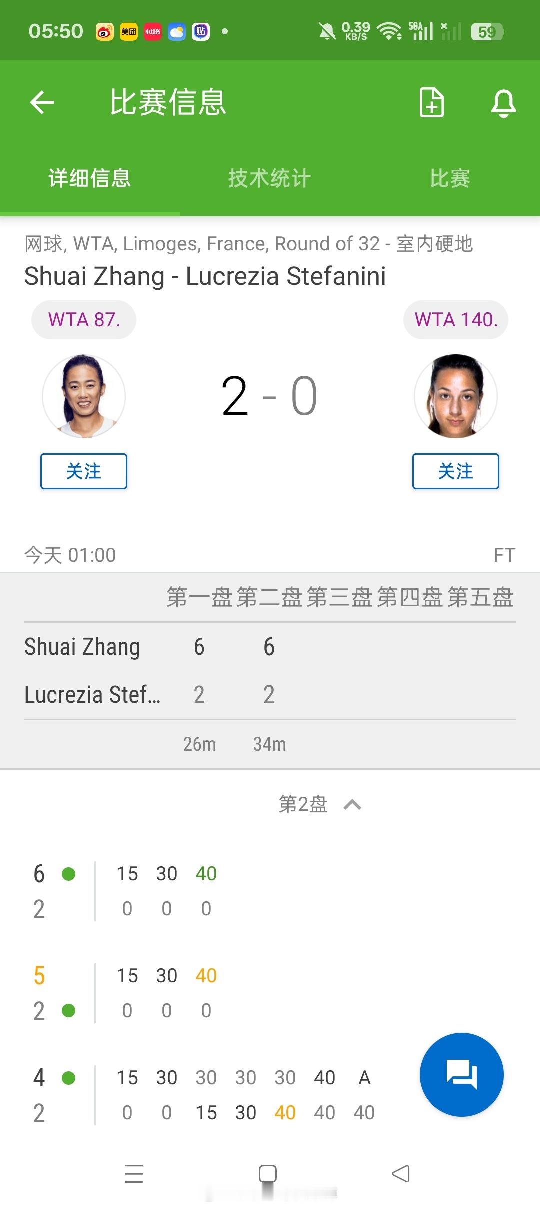 小花小草资讯小花小草资讯【利摩日WTA125】女单正赛第一轮:张帅6-26