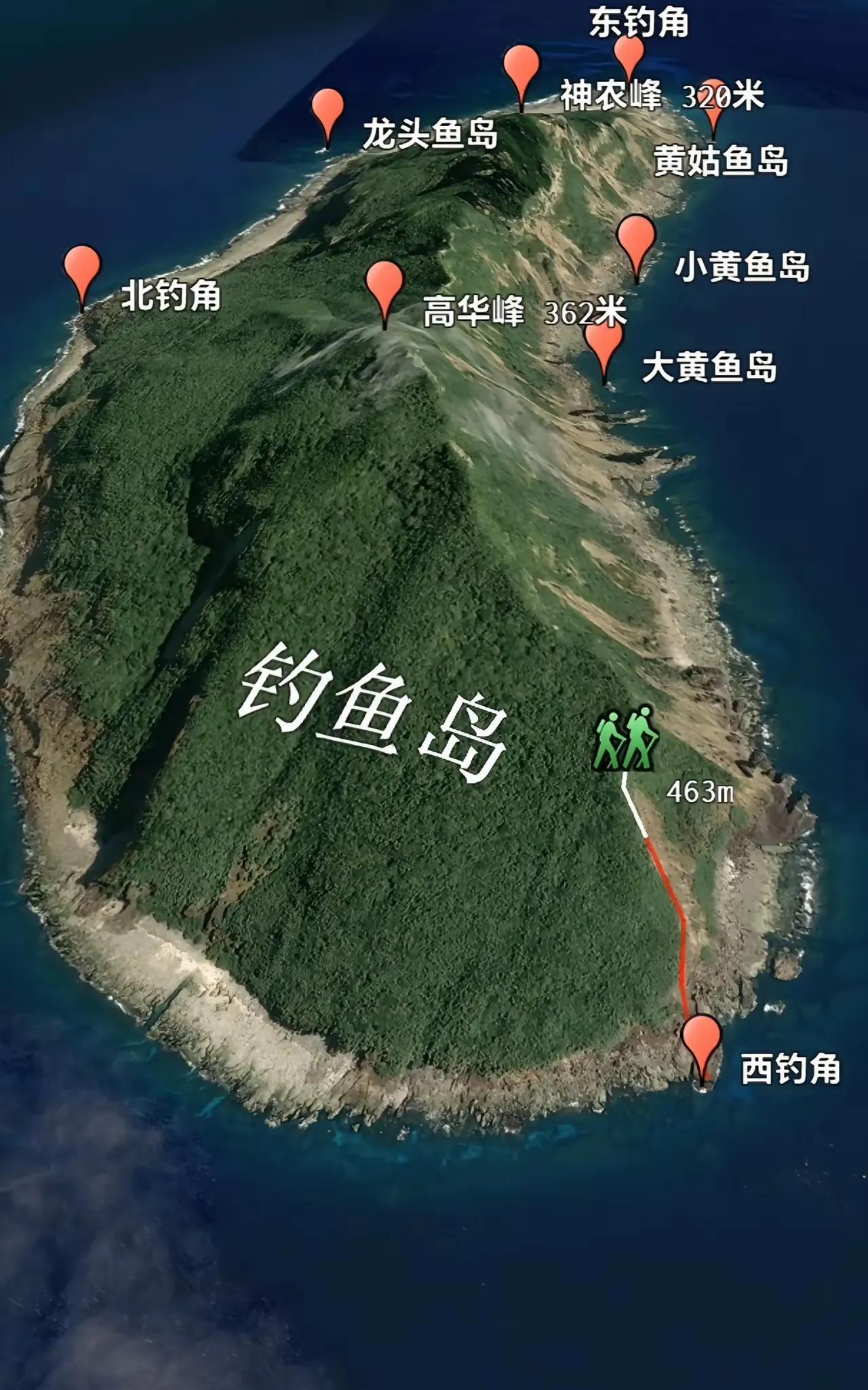 钓鱼岛高清地形图，这简直是钓鱼佬的风水宝地！#钓鱼岛##地形图##头号钓鱼