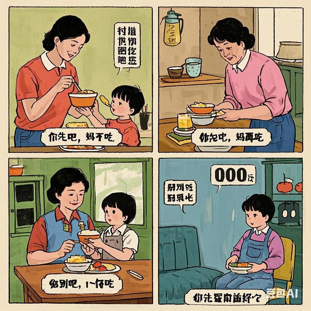 盘点一下各个年代的妈妈，是怎么照顾孩子的，如果遇到好吃的😋：70年代：