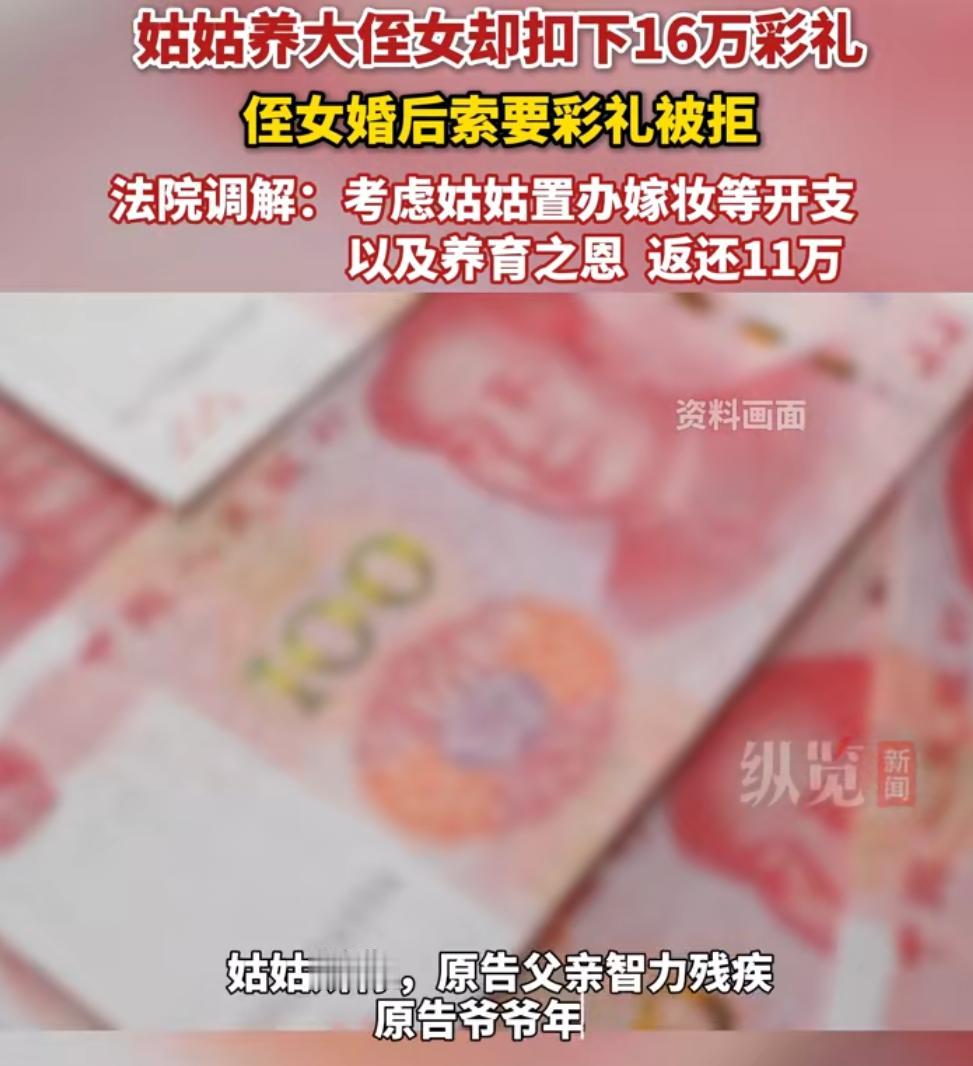 太令人寒心了！姑姑把侄女儿从小抚养到大，并且侄女出嫁的时候还为她置办了嫁妆，然而