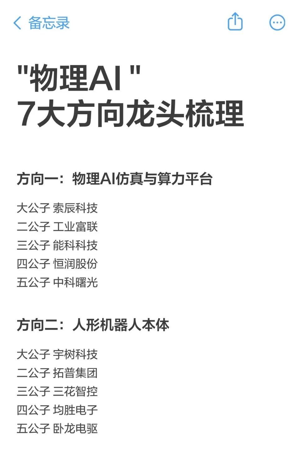 物理AI七大方向“公子谱”出炉！谁是人形机器人真龙头？