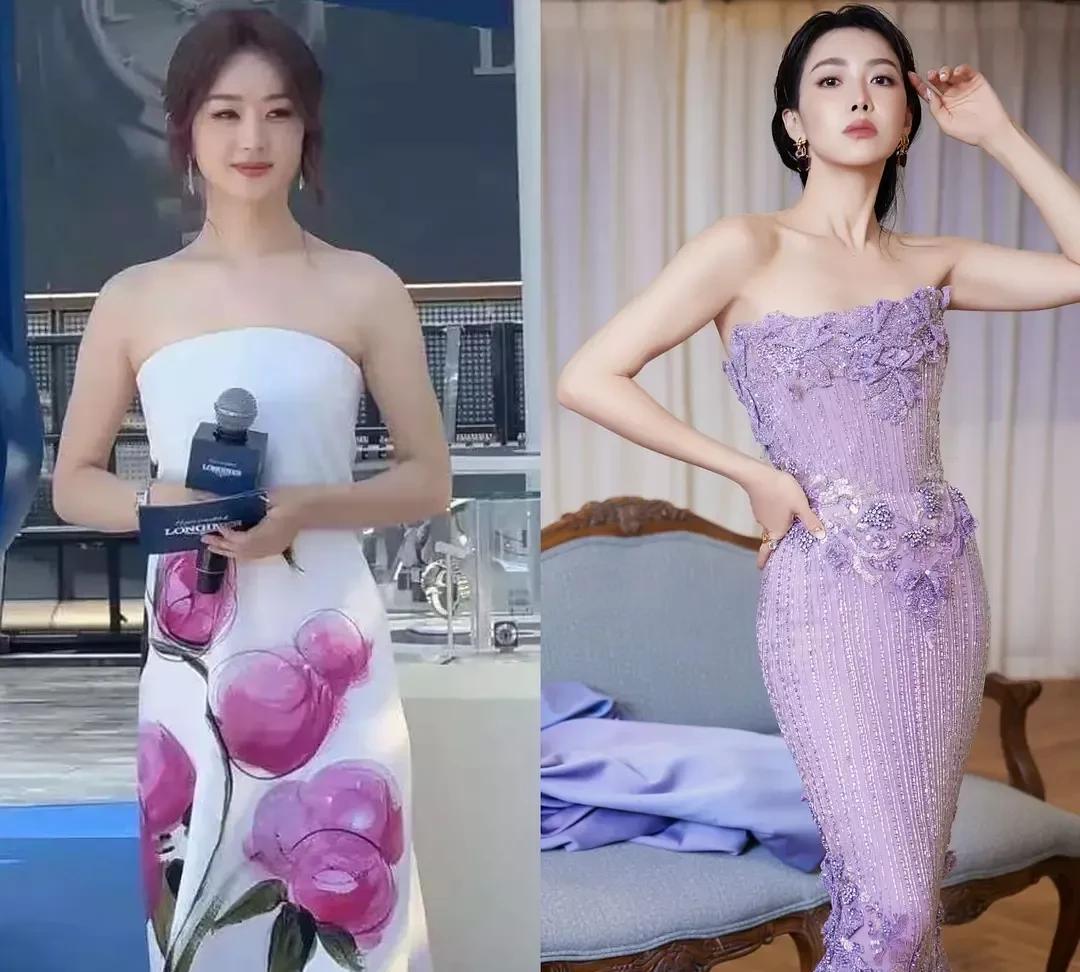 不怪赵丽颖粉丝看不惯造型师三毛左边是三毛给赵丽颖穿的丑裙子，右边是三毛给宋茜