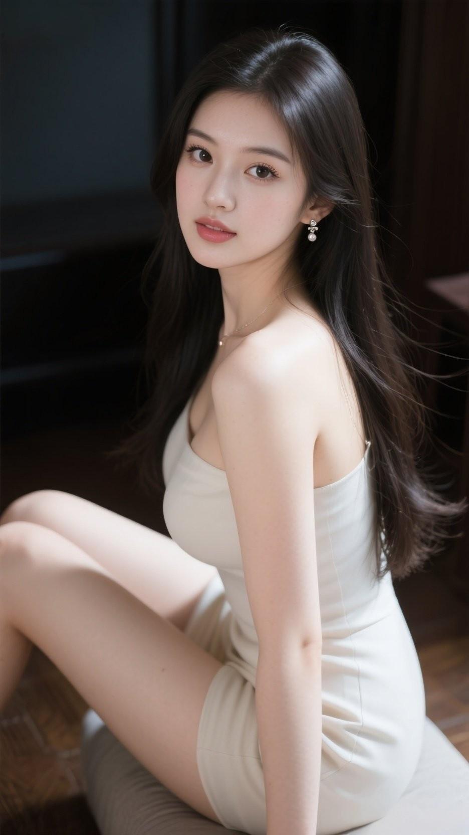 温柔与静谧交织，一袭极简白裙，长发随风轻落，时光在此刻慢了下来，清冷温婉的氛围，