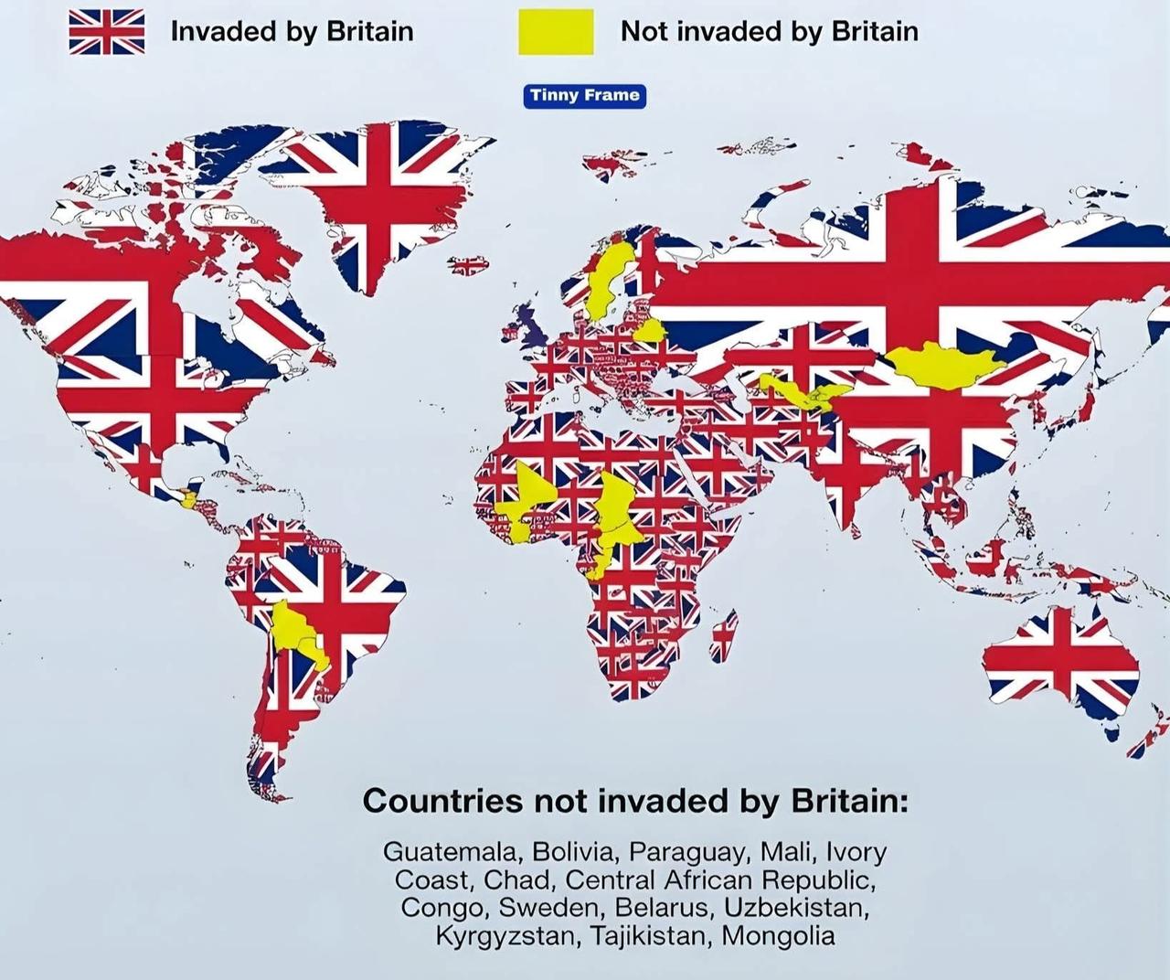 英国侵略过的国家有哪些？要不仔细看，还以为这张图是什么新式的布料花纹呢。