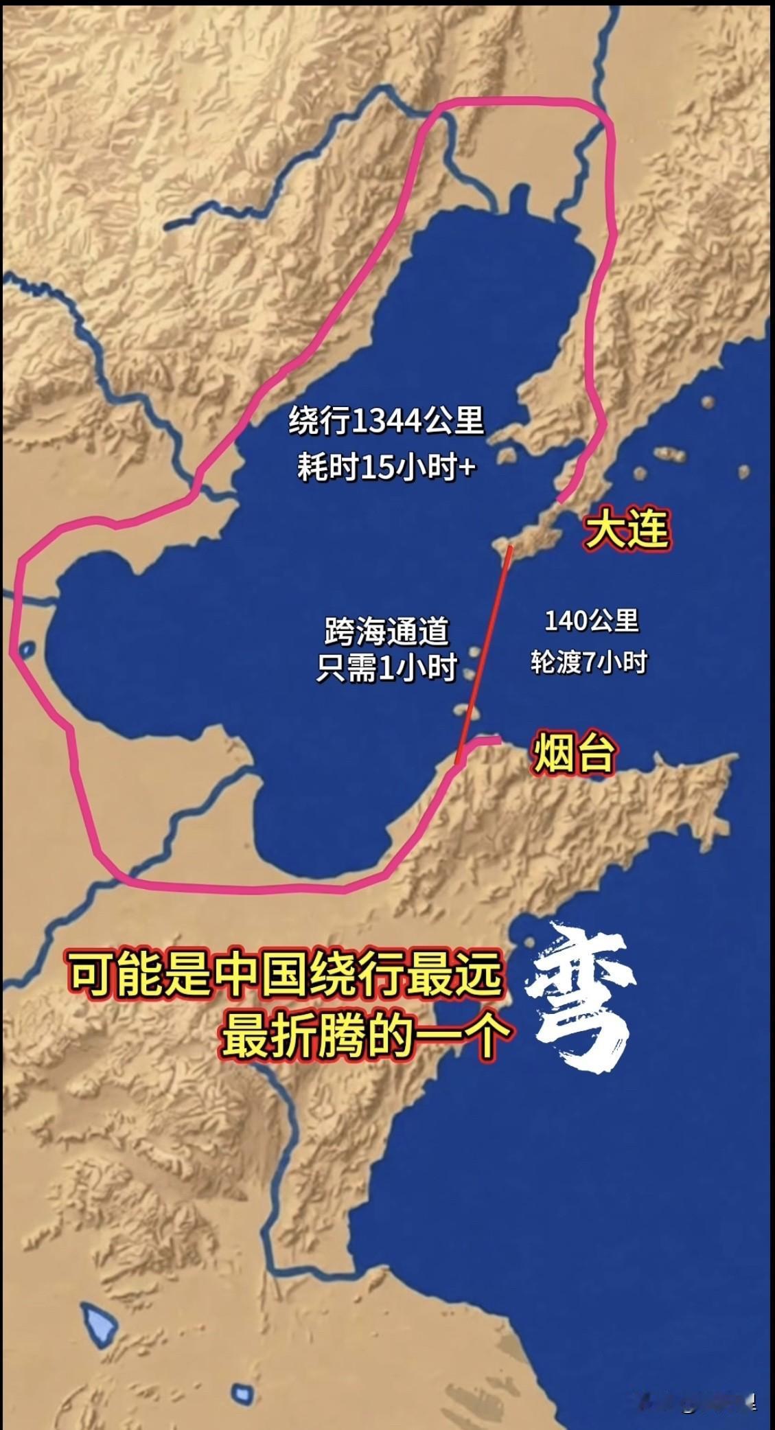可能是中国绕行最远、最折腾的一个弯！没错，它就是渤海湾。大连与烟台隔海相望，两地