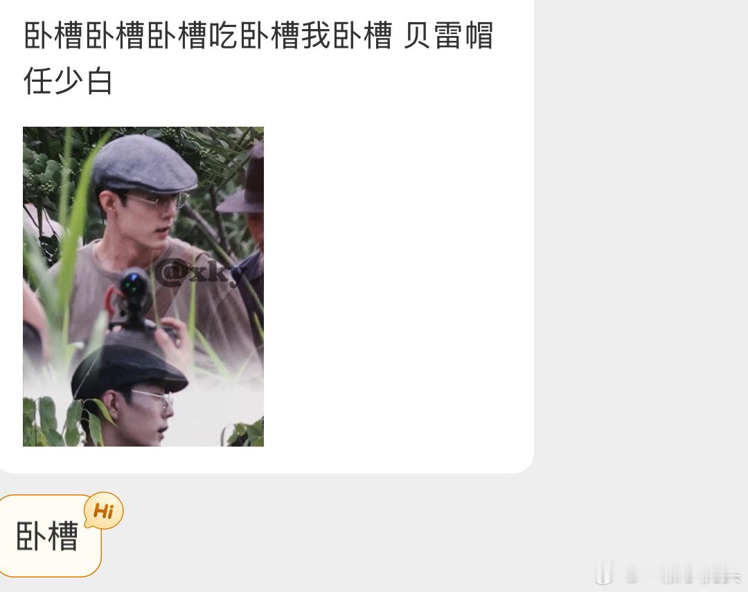 我说卧槽啥呢，一看，肖战任少白戴贝雷帽了。这有啥卧槽的，帽子眼镜感觉压制了美貌，