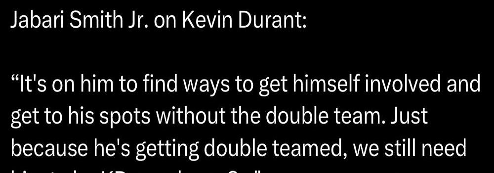 火箭更衣室出事了？探花秀公开点名杜兰特！“KD自己也得想办法参与进攻，打