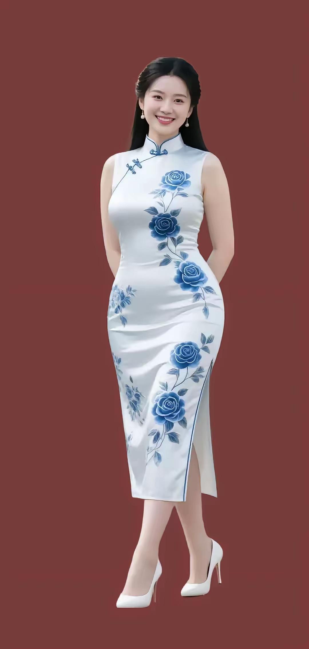 清江引·花旗袍女郎花袍女郎姿曼妙，倩影柳梢绕。香颊珠露娇，玉腕鬟云巧。