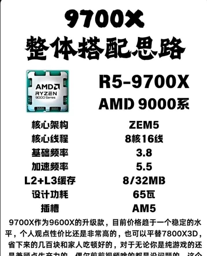 性能更强、功耗更低、发热更小9700X整体搭配思路，小白必看，避坑指南！大家好