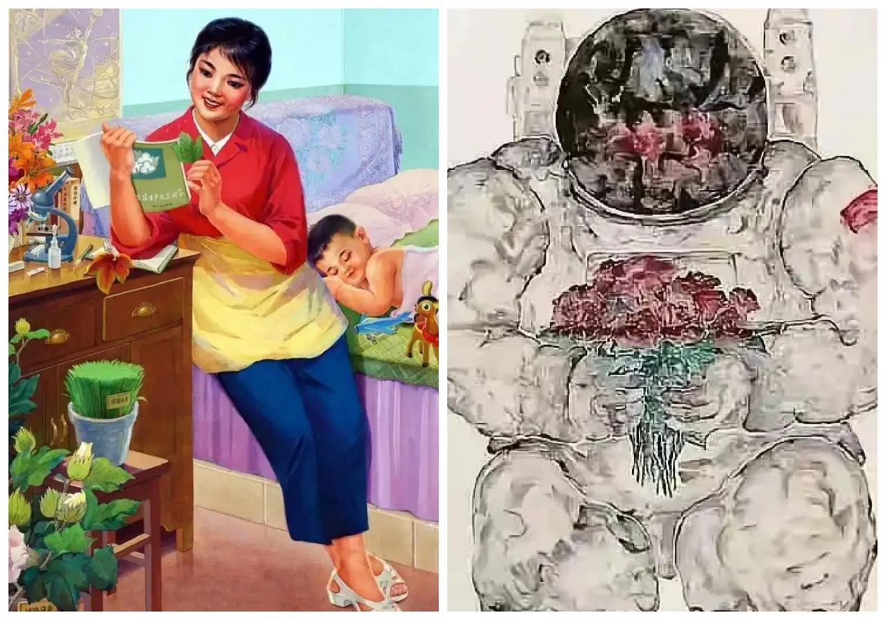 80年代挂人物画，还是要求好看，温馨！没有人挂这些抽象人物！因为画面太吓人！放在