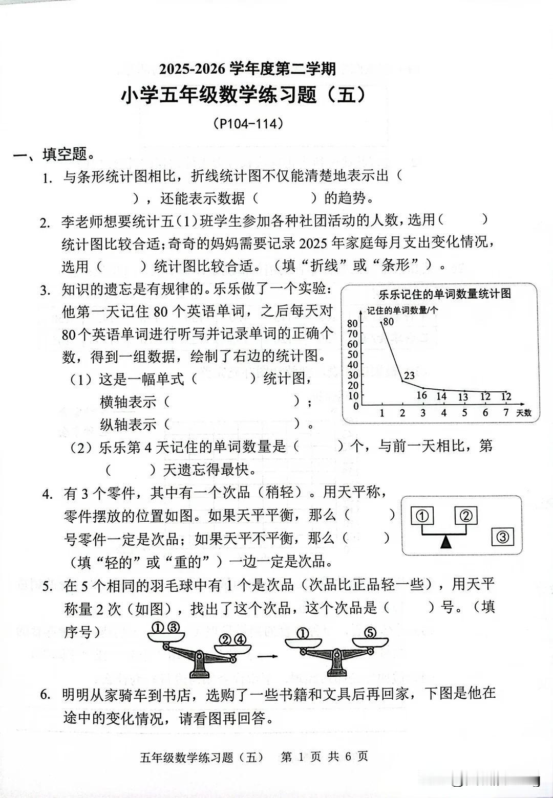 五年级下册数学练习题五，挑战你的智慧！