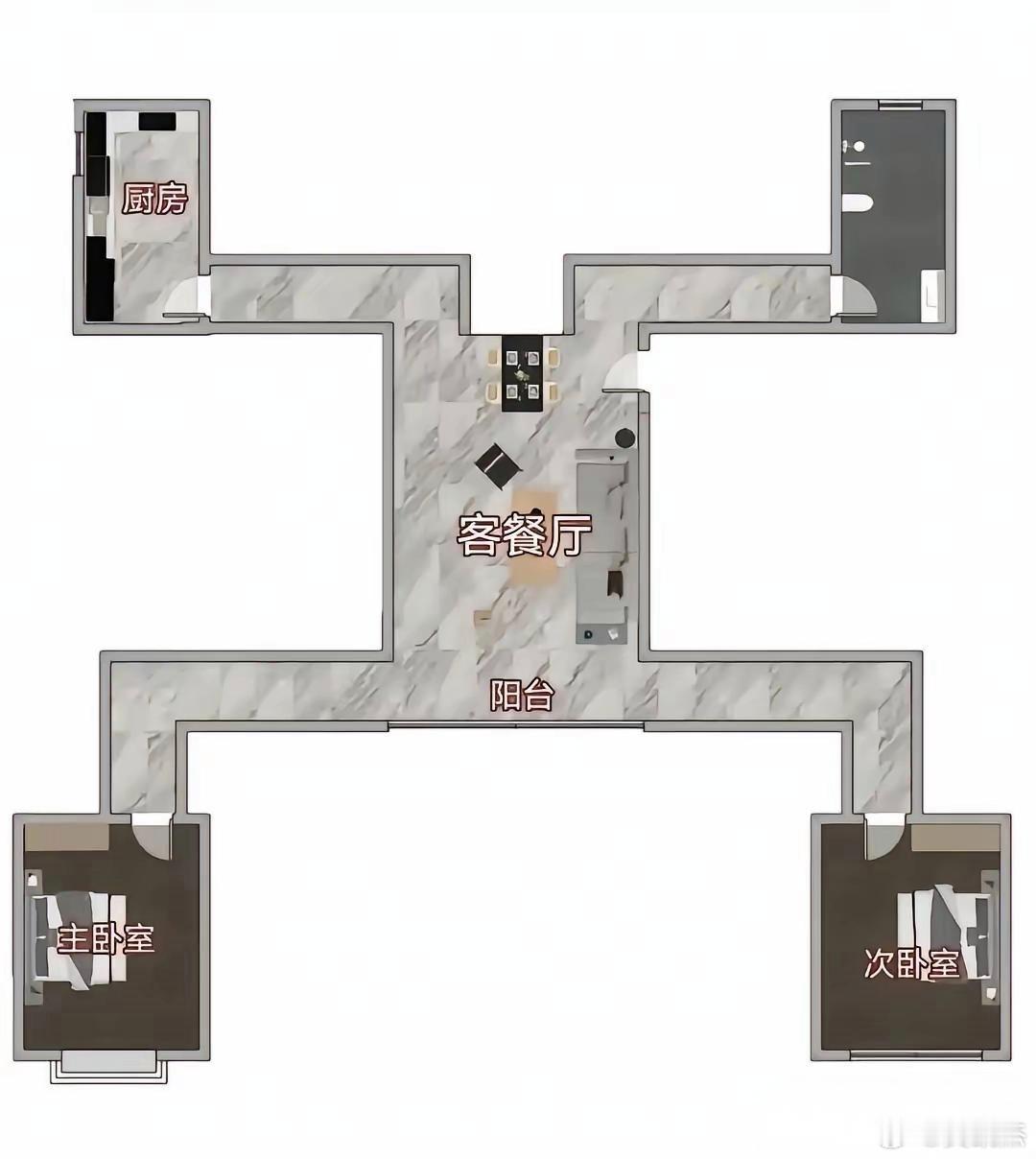 这样的房型，设计者也是绞尽脑汁吧，你觉得怎样？