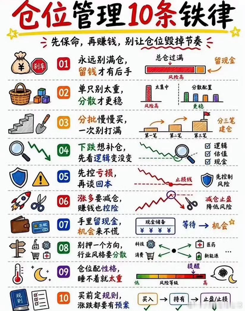 炒股仓位管理十条铁律：所有大亏，都是仓位失控造成的很多股民一直误以为：炒股亏钱是