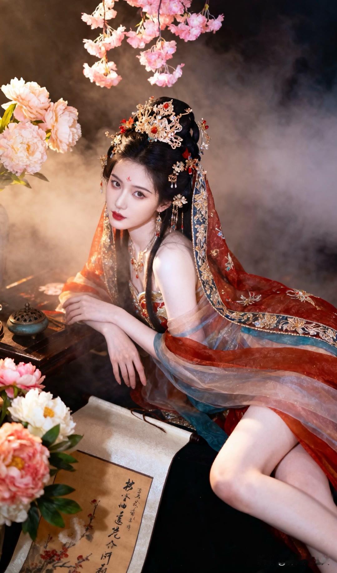 我于窗中窥伤鹤，恰如仰头见春台。美女人像群古风