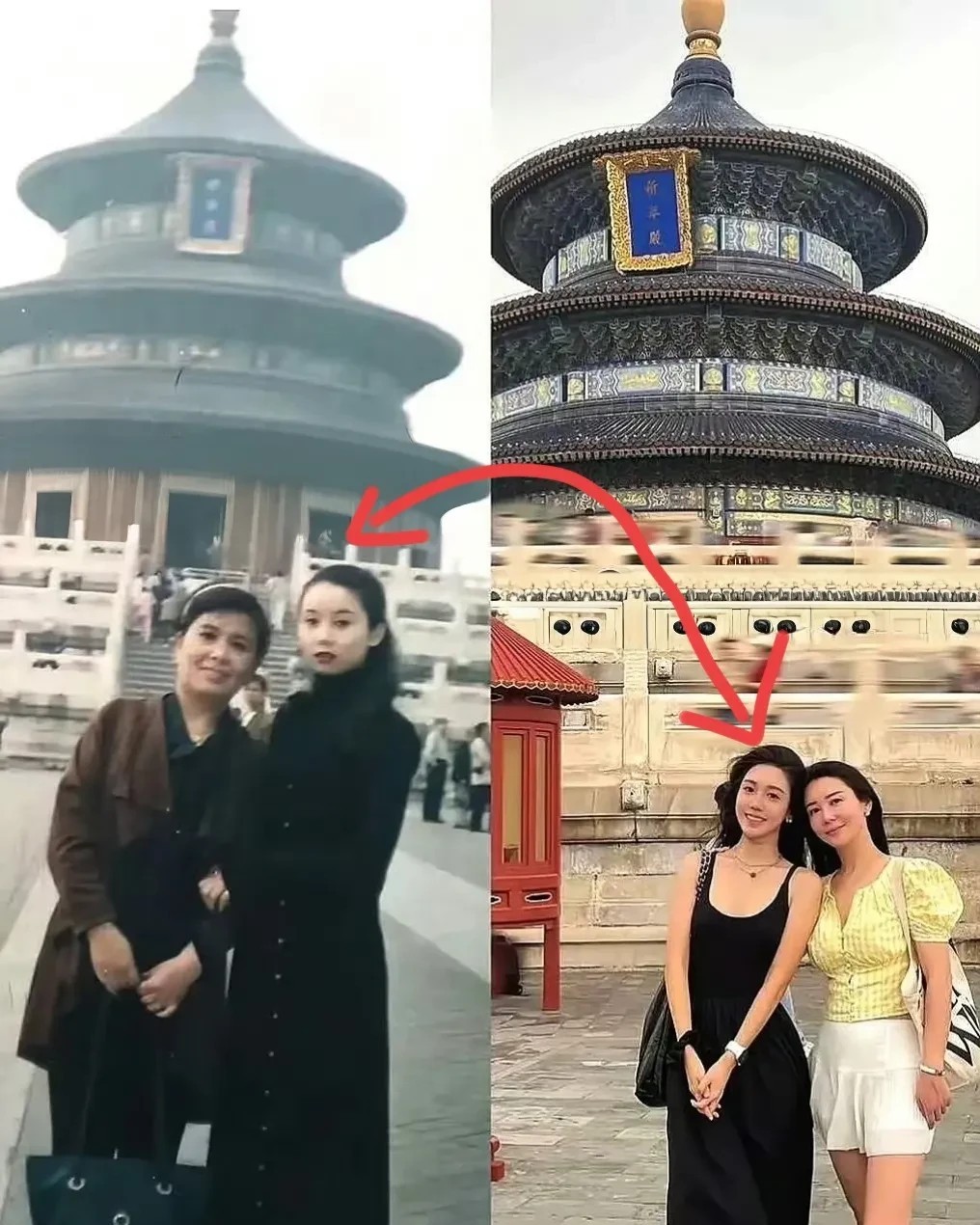 时隔30年母女合照，妈妈越来越年轻了！