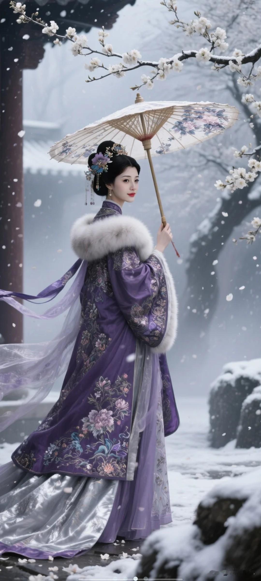 古典之美，雪中漫步，飘飘欲仙。