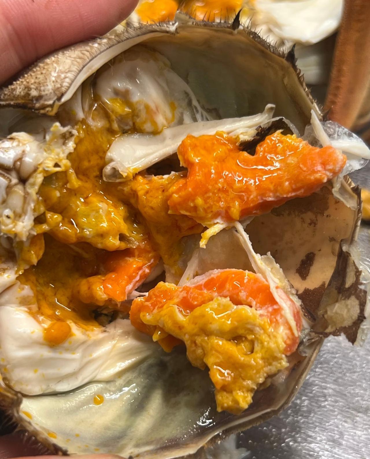 客户送来的大闸蟹，不会吃[捂脸哭]今天客户邮过来的大闸蟹一回来就给处理好蒸上了