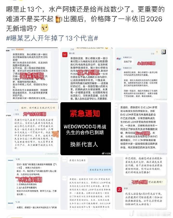曝某艺人开年掉了13个代言还以为大家都知道，看来科普少了…经济不景气，信息茧房应