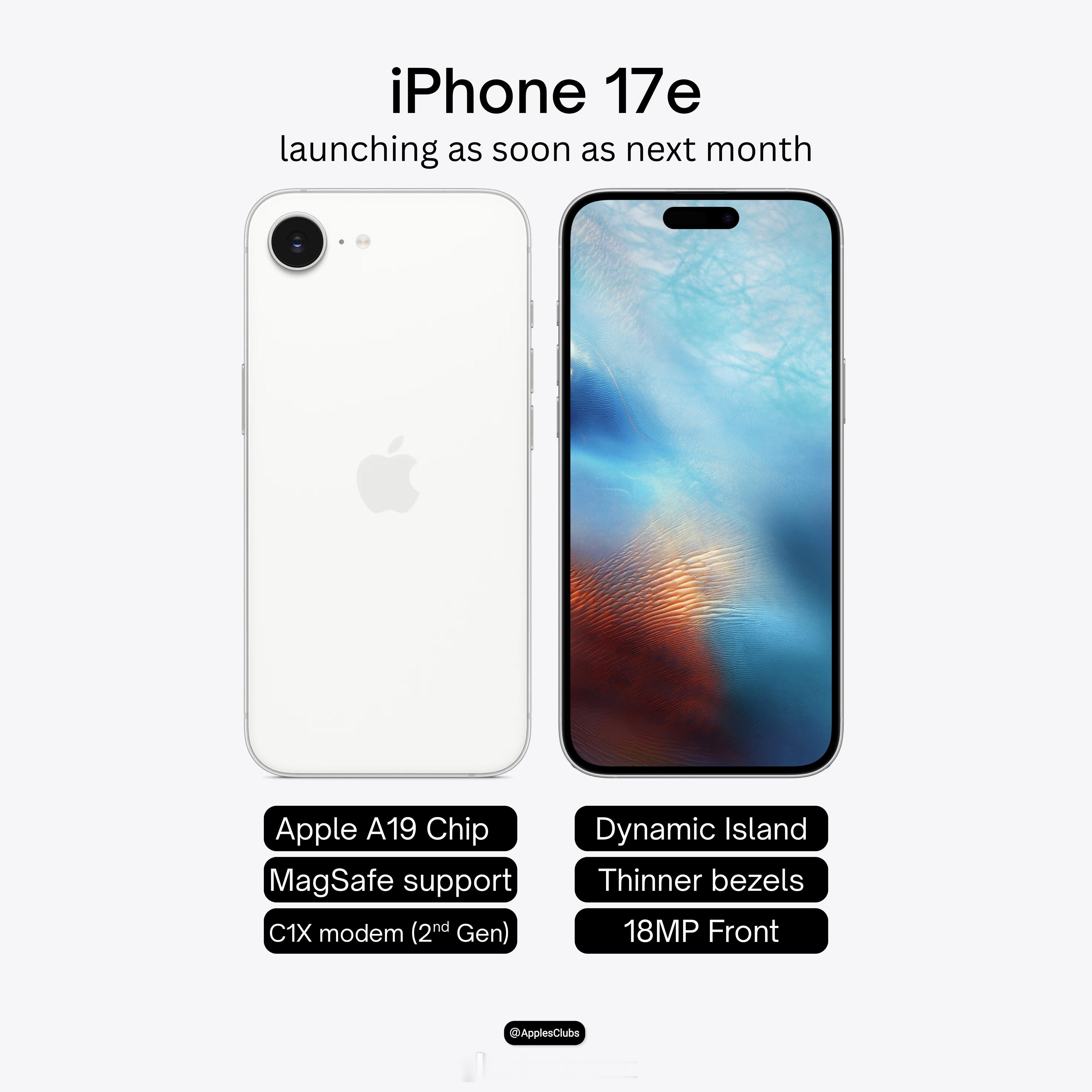 苹果最便宜新机要来了突然觉得还不错，后置单摄的iPhone17e看起来眉清目秀