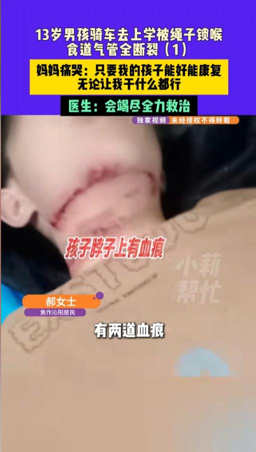 “悲剧还是发生了！”近日，河南焦作，一位13岁的男孩，骑车上学的时候，在村道上被